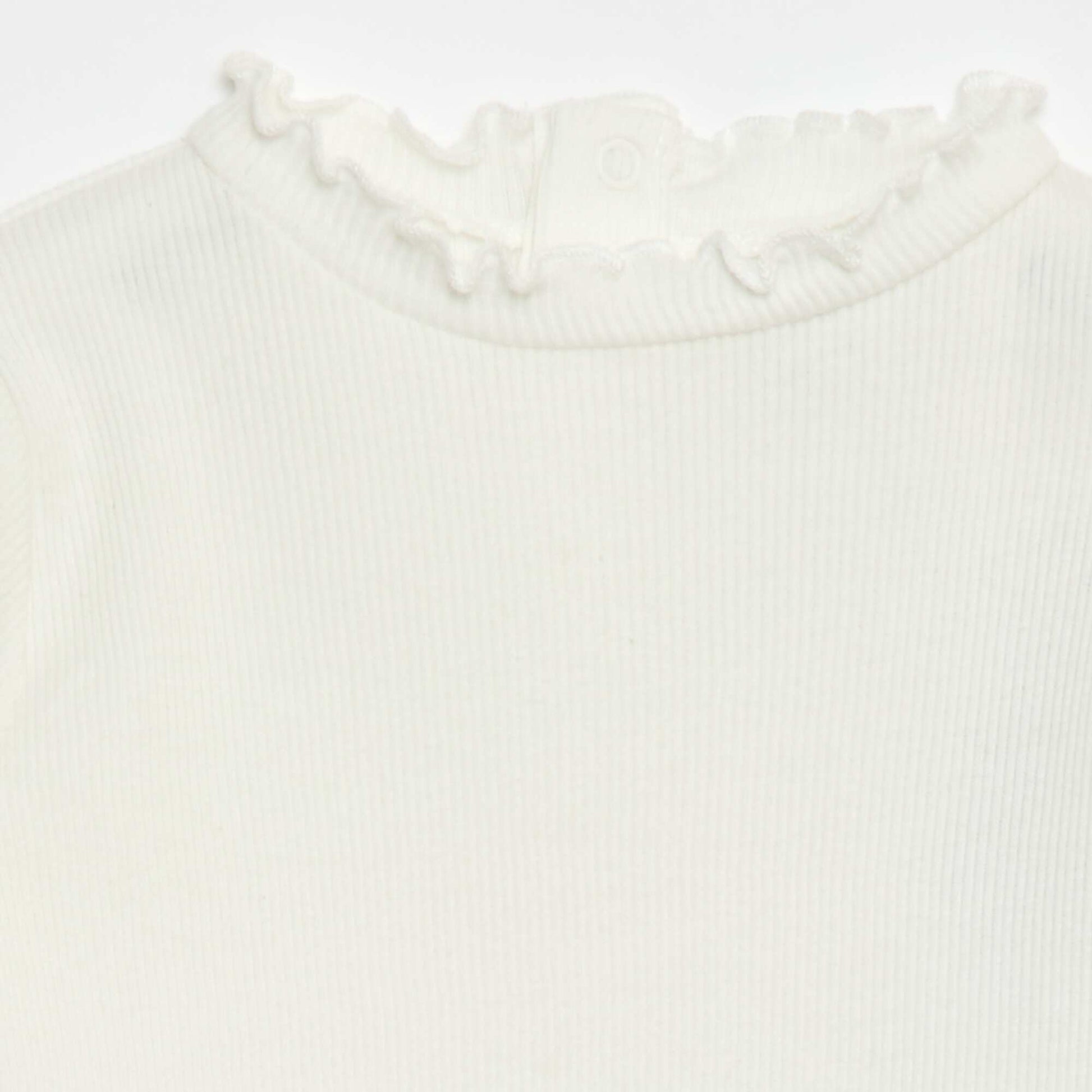 Camiseta canalé cuello ondulado BLANCO