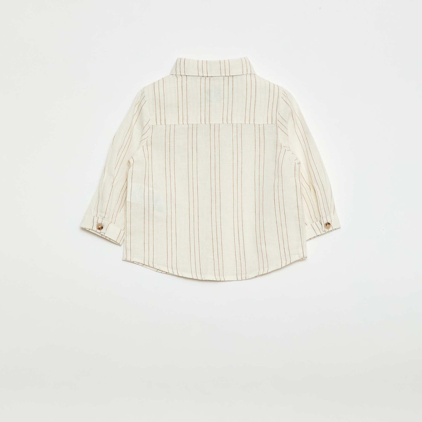 Camisa de rayas de lino y algodón BLANCO