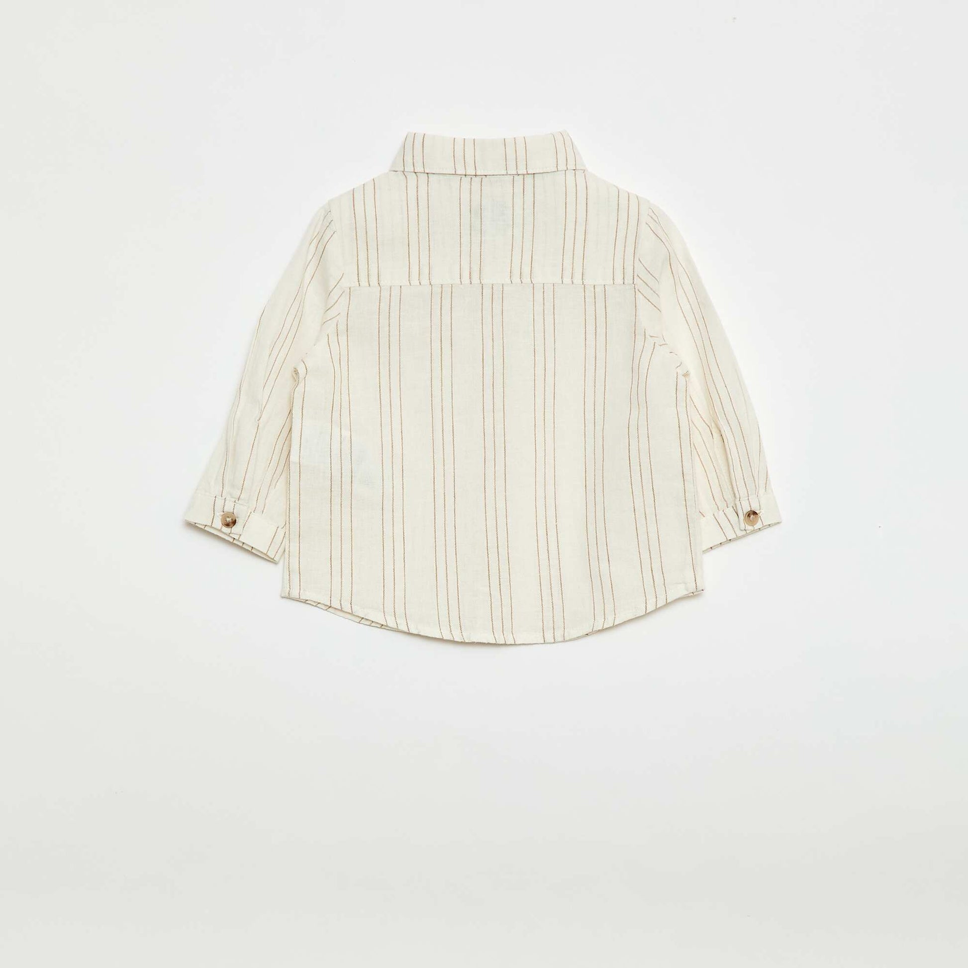 Camisa de rayas de lino y algodón BLANCO