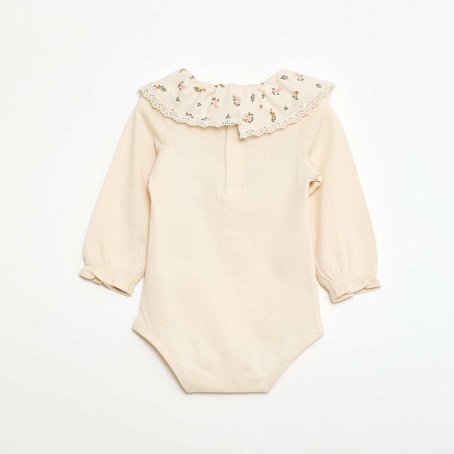 Body liso con cuello Claudine estampado BLANCO