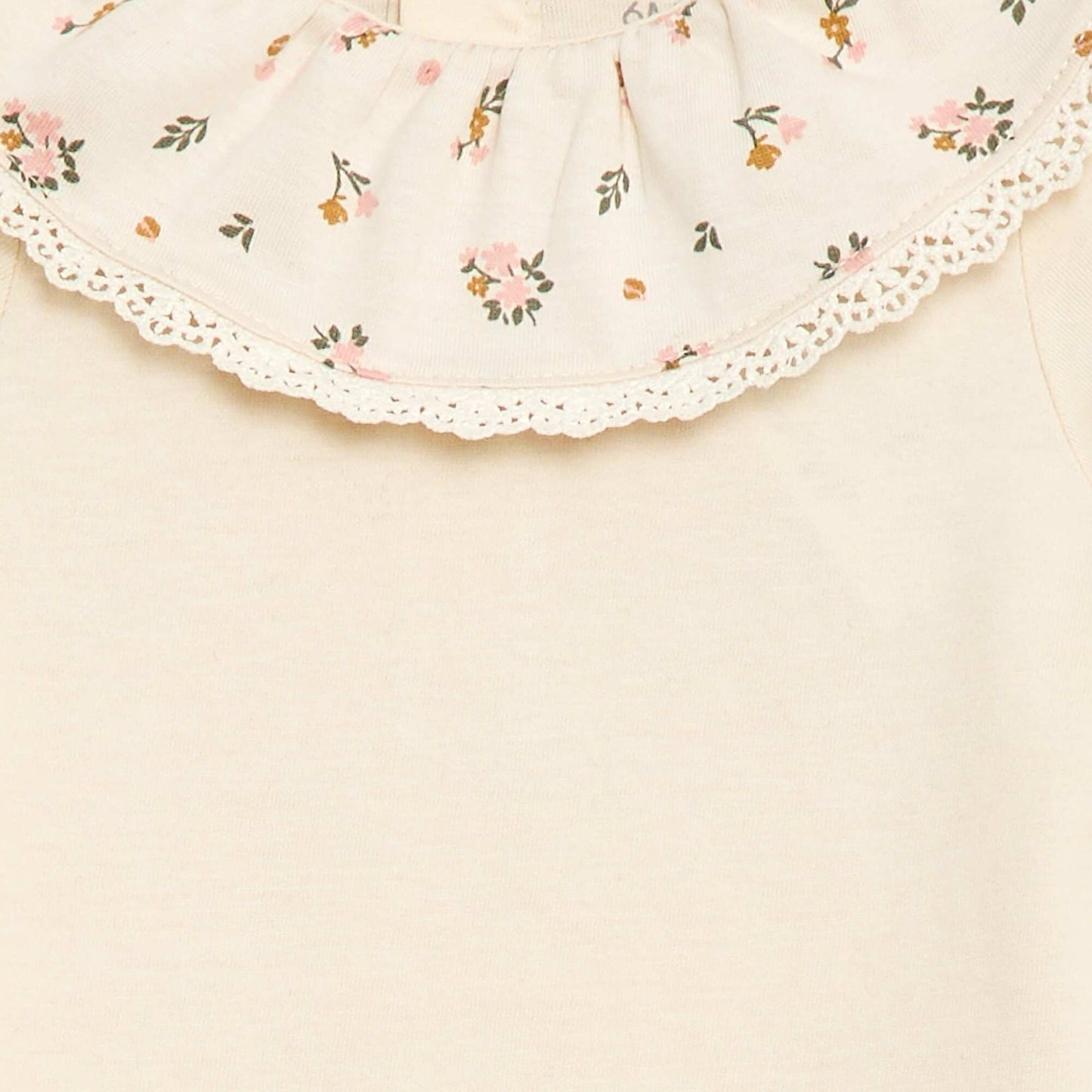 Body liso con cuello Claudine estampado BLANCO