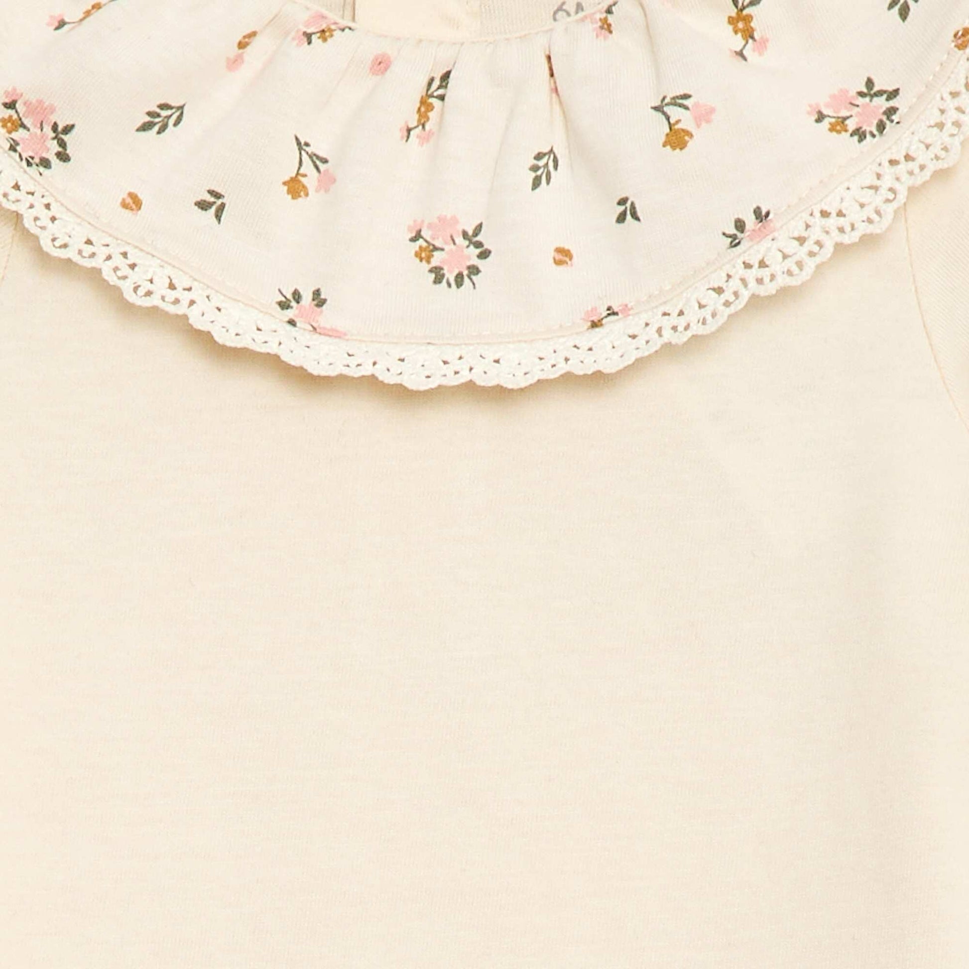 Body liso con cuello Claudine estampado BLANCO