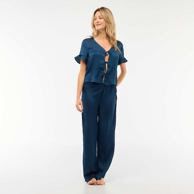 Pijama de 2 piezas en malla crepé AZUL