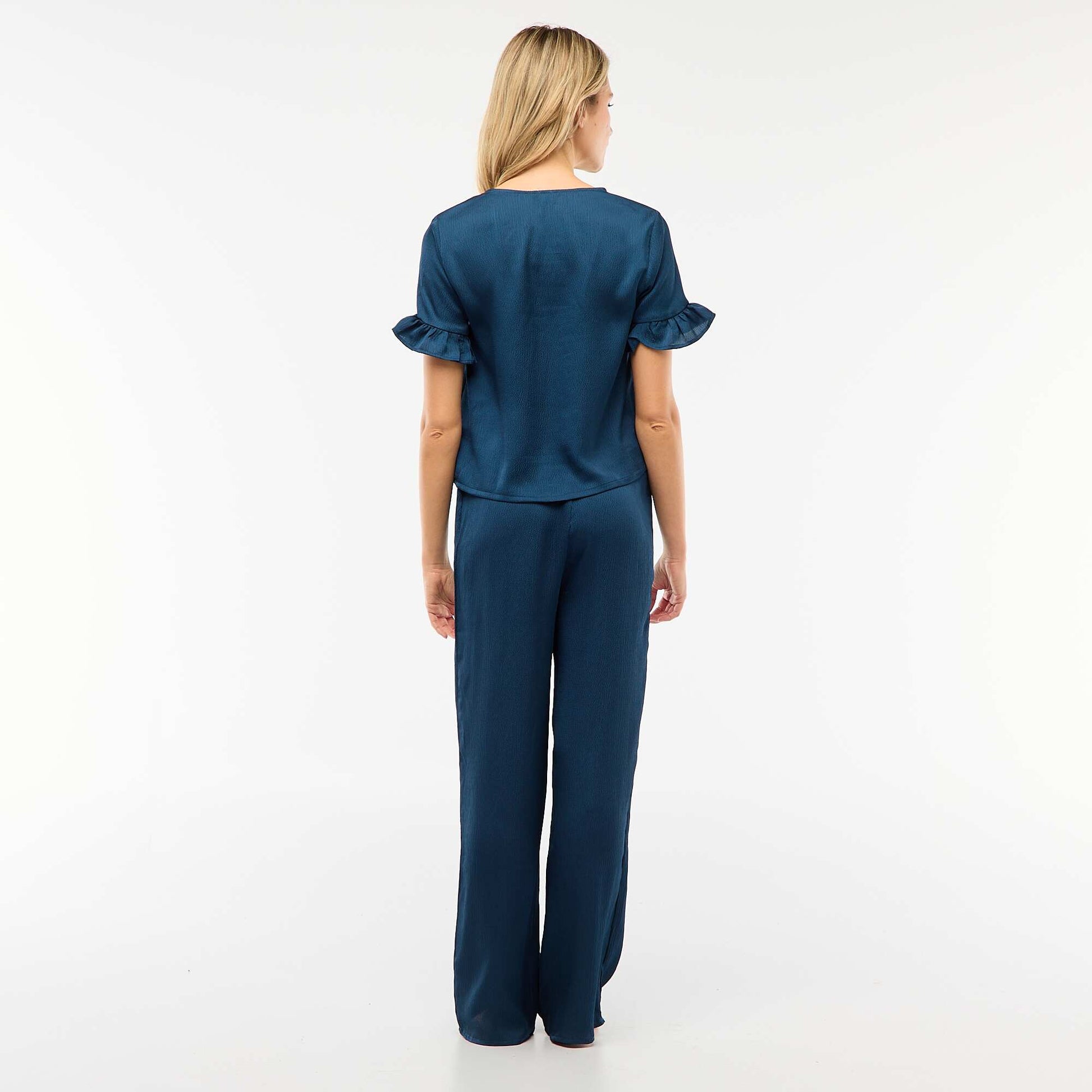 Pijama de 2 piezas en malla crepé AZUL