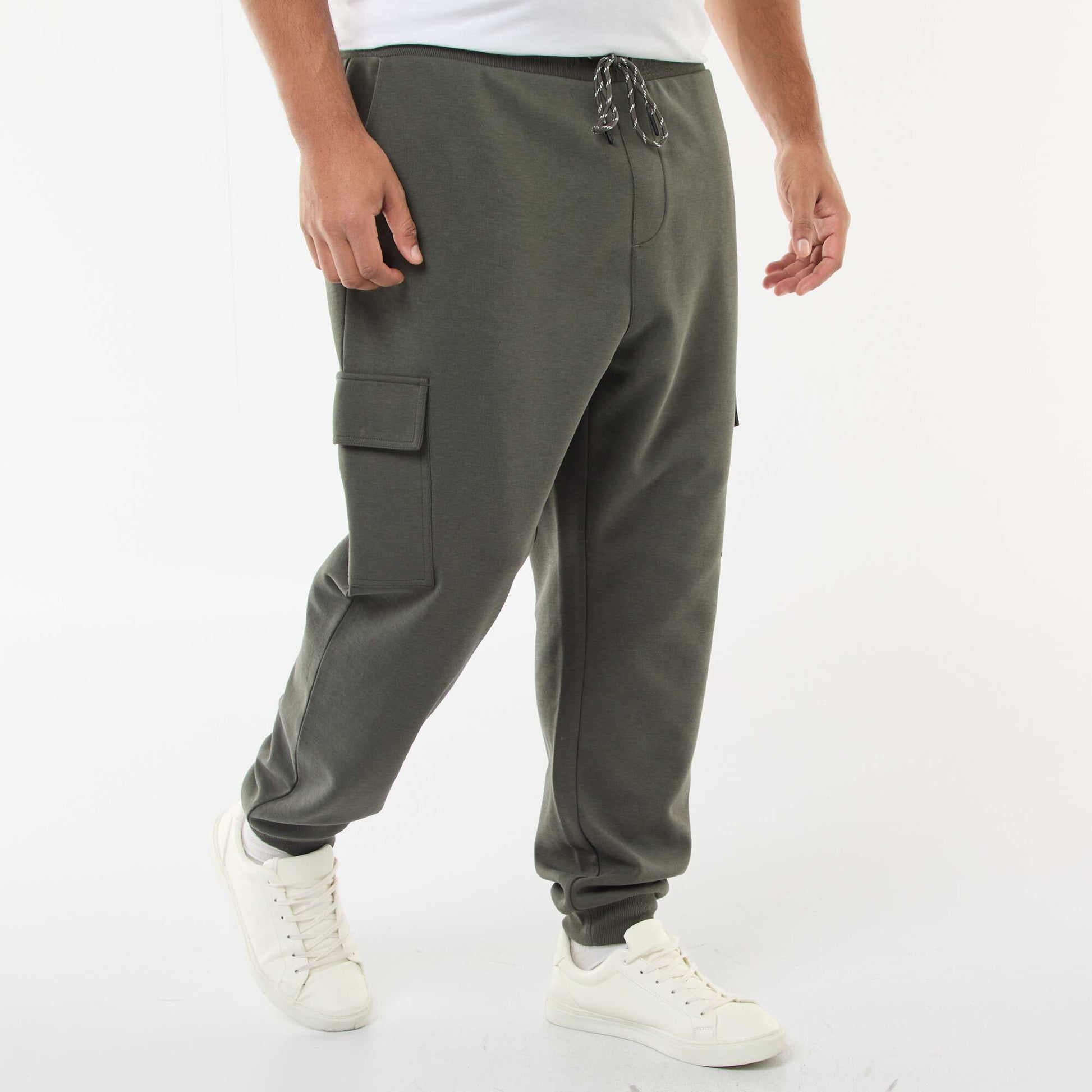 Pantalón bajo ajustado en algodón liso KAKI