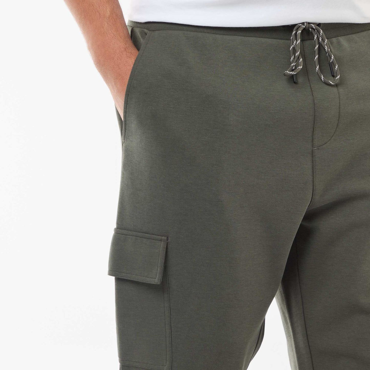 Pantalón bajo ajustado en algodón liso KAKI