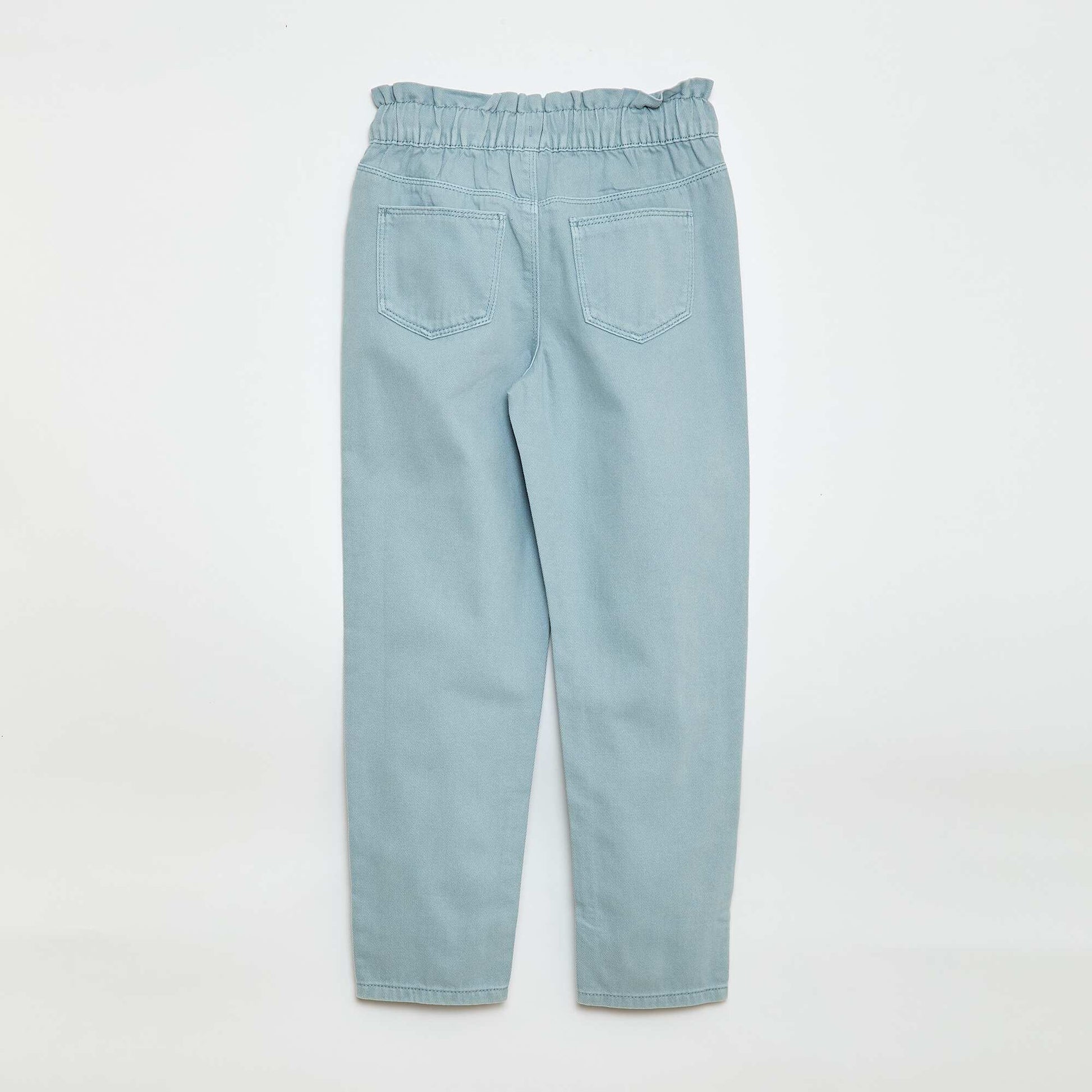 Pantalón jean corte mom con estampado AZUL