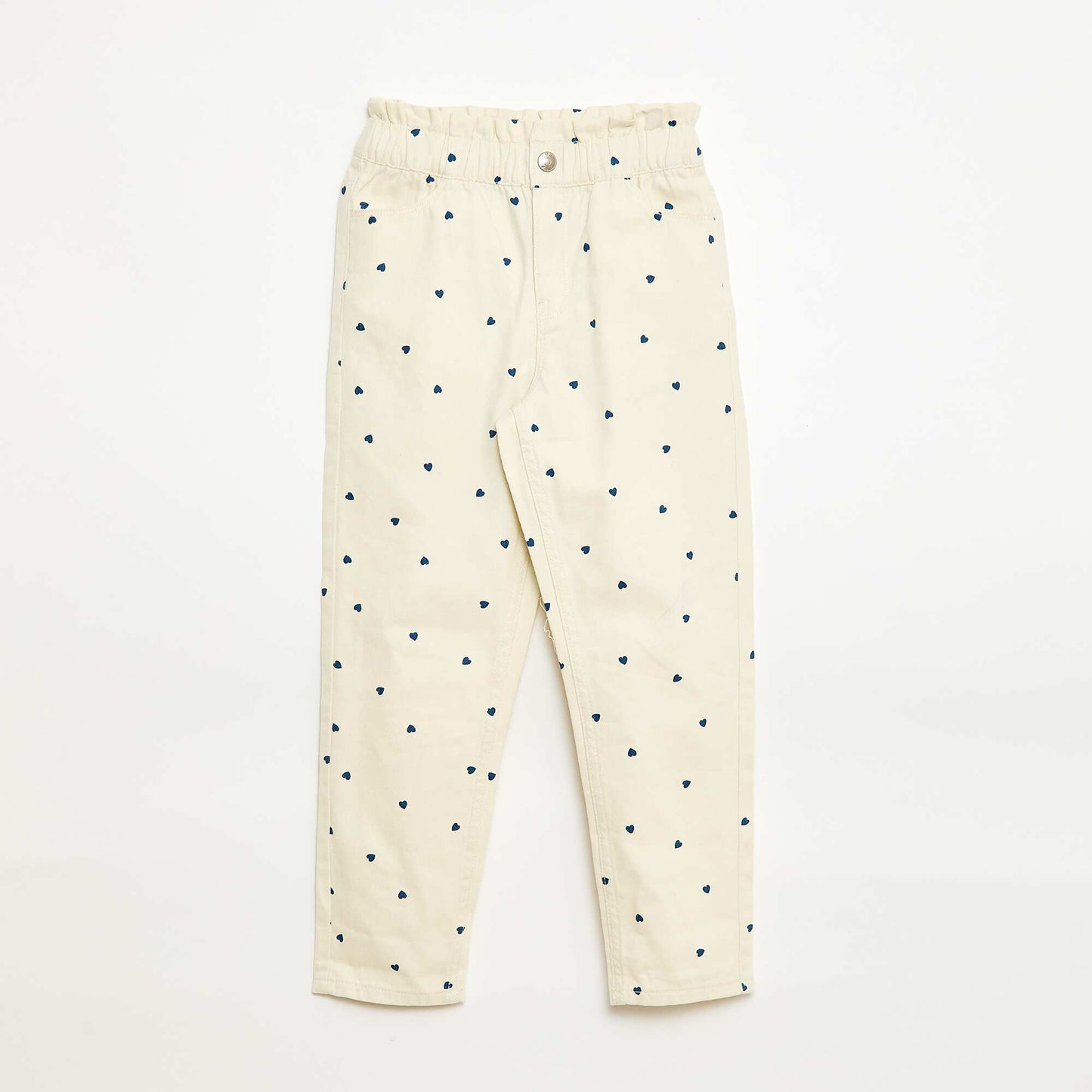 Pantalón jean corte mom con estampado BLANCO