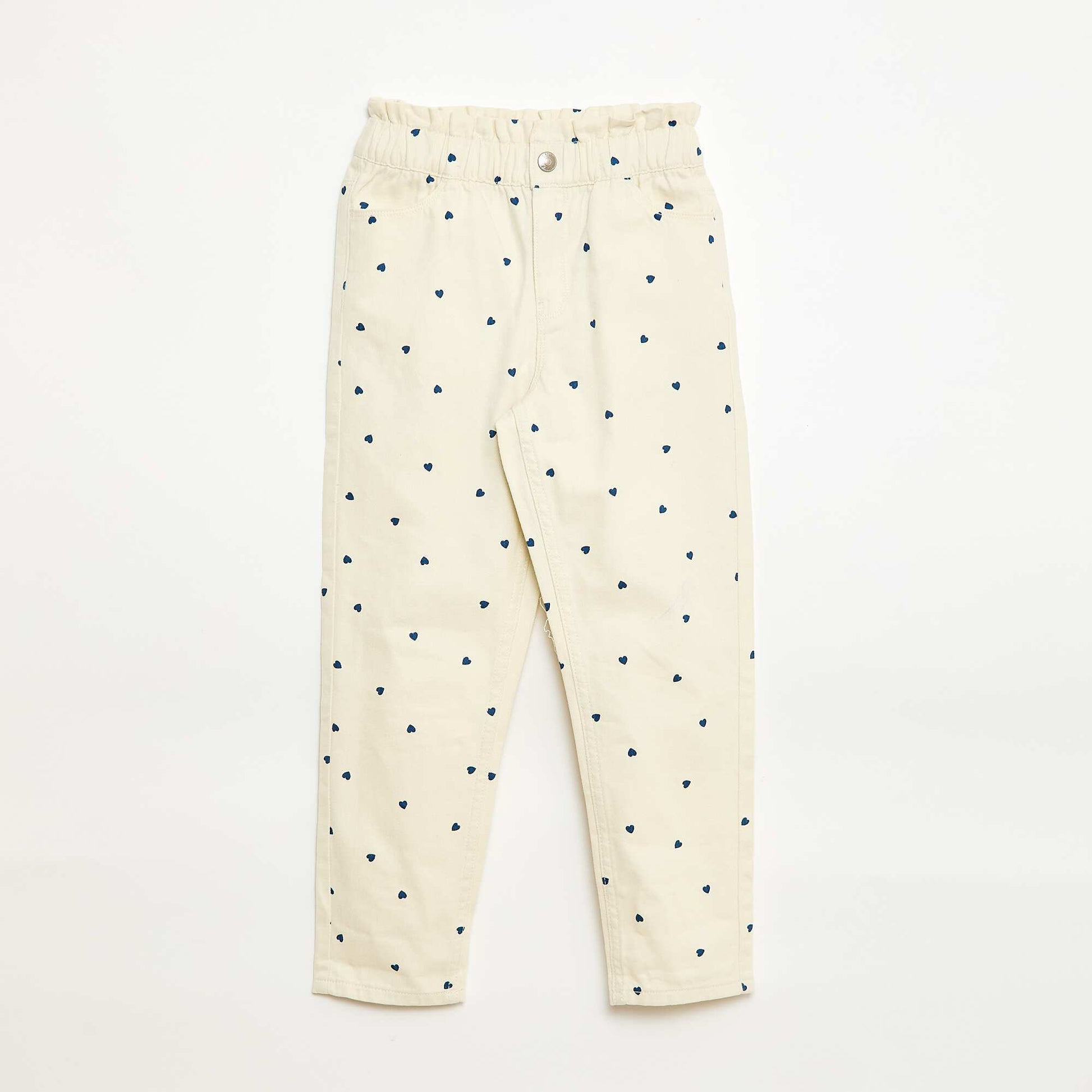 Pantalón jean corte mom con estampado BLANCO