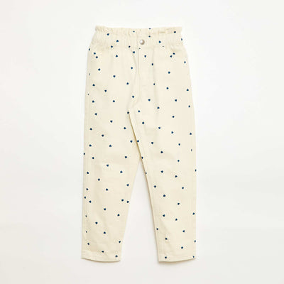 Pantalón jean corte mom con estampado BLANCO