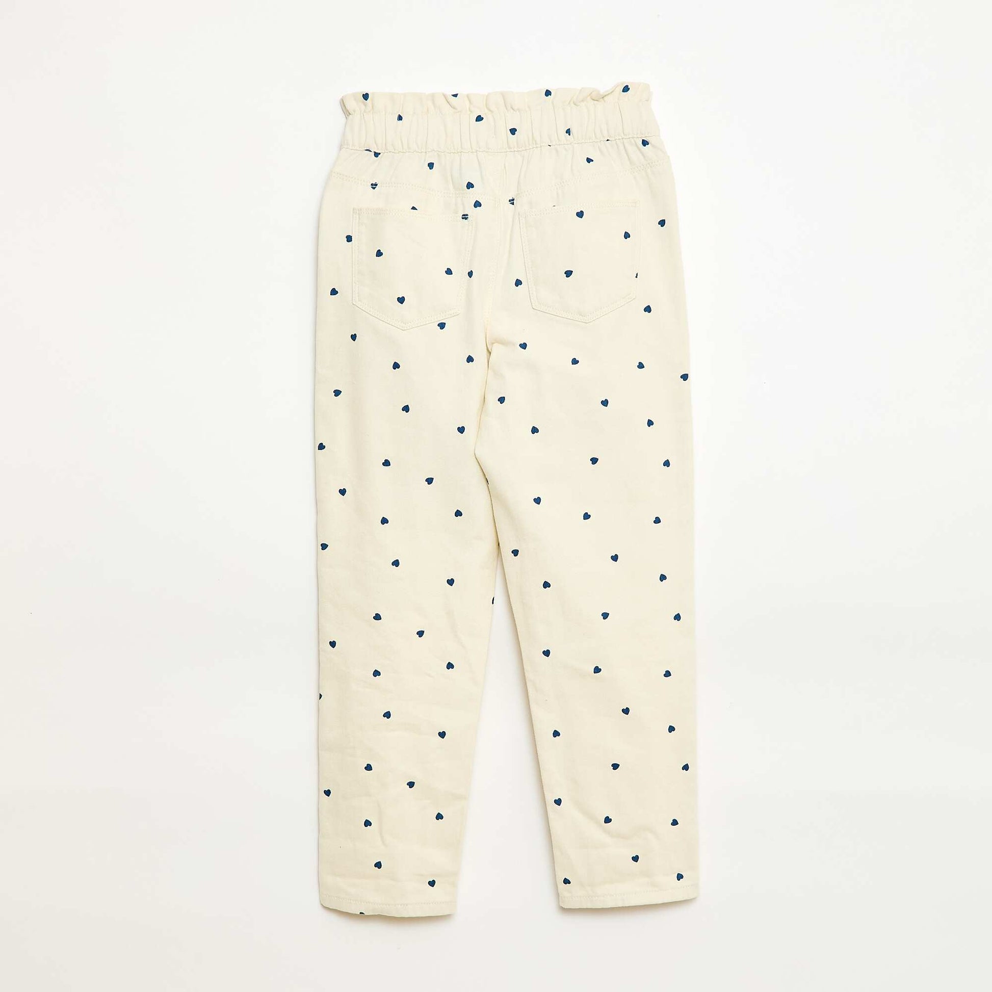 Pantalón jean corte mom con estampado BLANCO