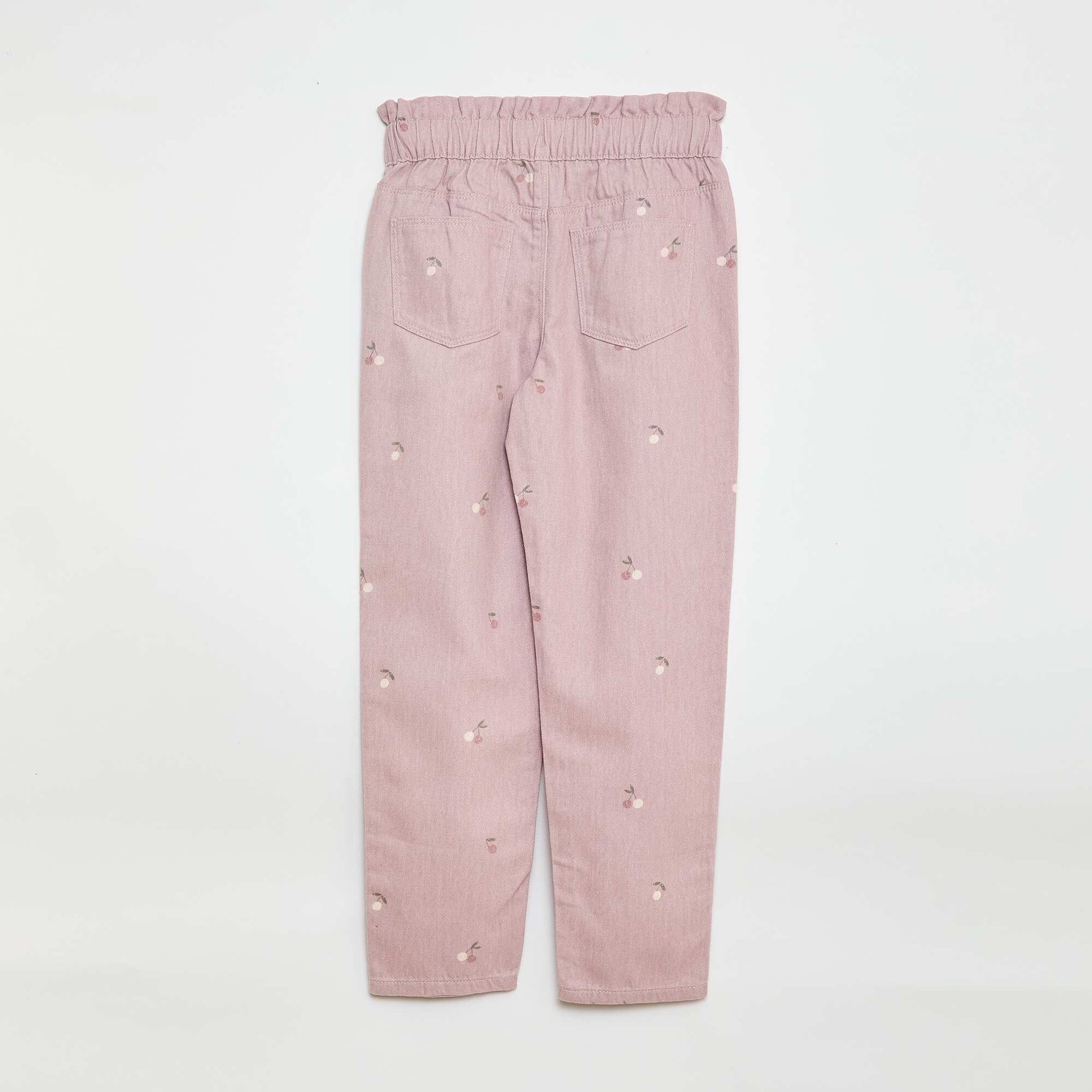 Pantalón jean corte mom con estampado ROSA