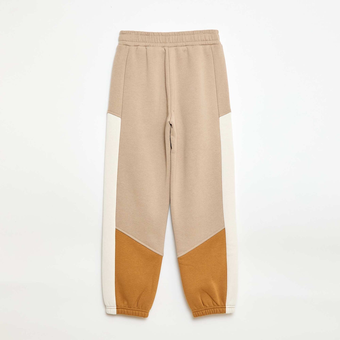 Pantalón de chándal de felpa con bloques de color BEIGE