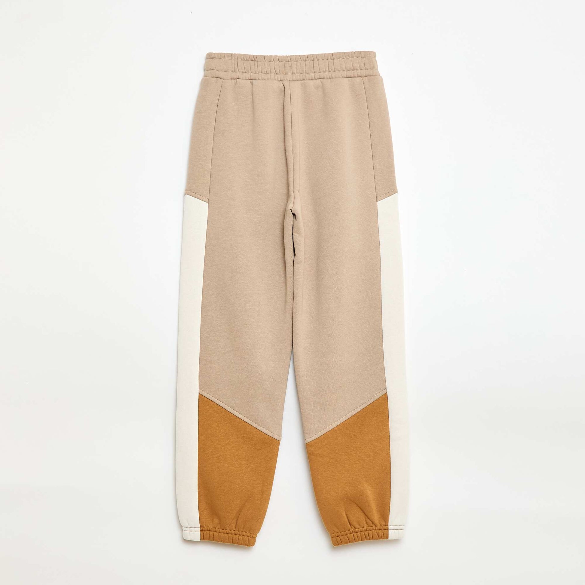 Pantalón de chándal de felpa con bloques de color BEIGE
