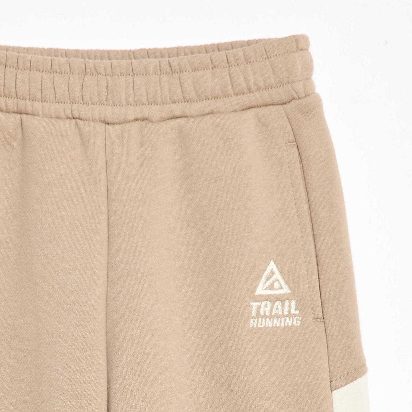 Pantalón de chándal de felpa con bloques de color BEIGE