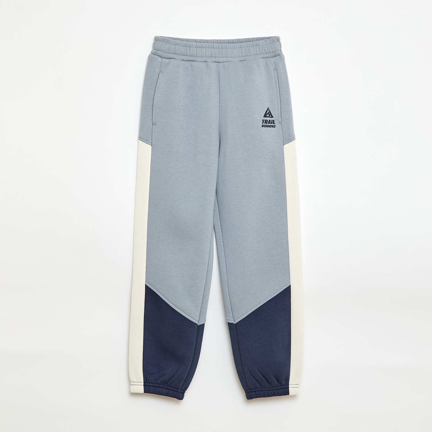 Pantalón de chándal de felpa con bloques de color AZUL