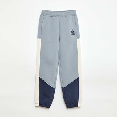Pantalón de chándal de felpa con bloques de color AZUL
