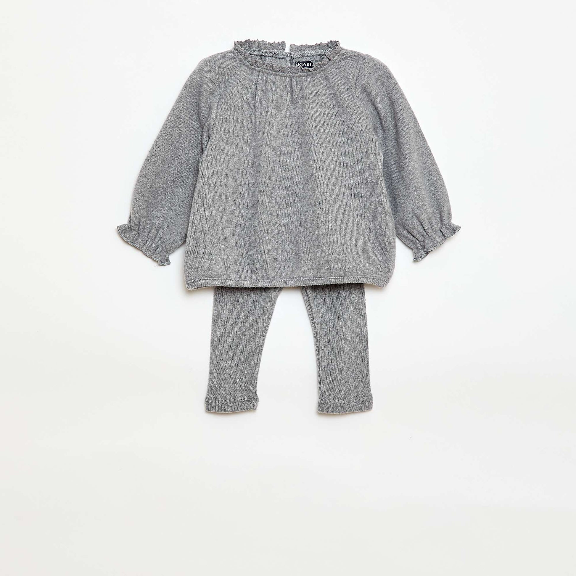 Conjunto de 2 piezas de punto GRIS