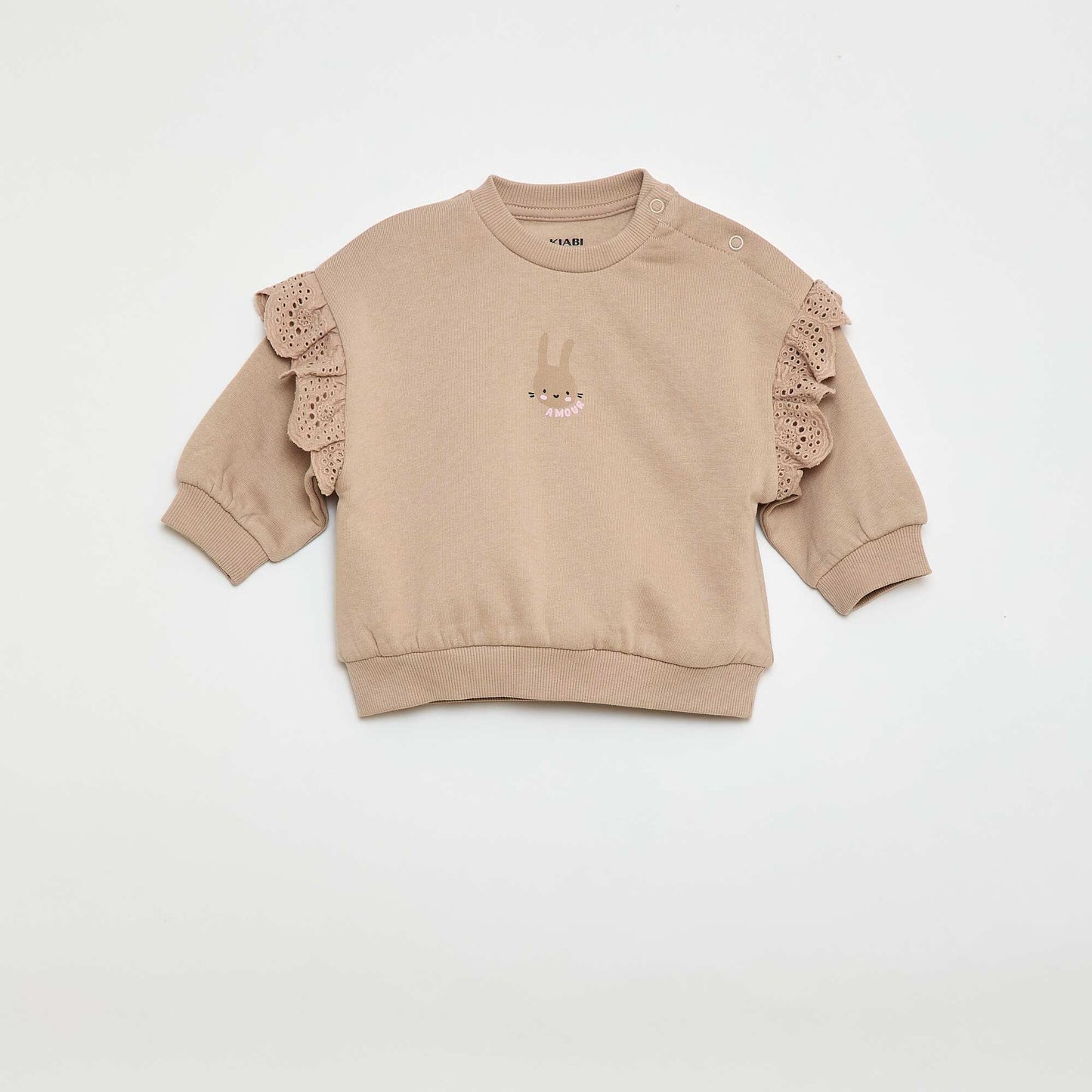 Conjunto de chándal buzo con volante + pantalón - 2 piezas BEIGE
