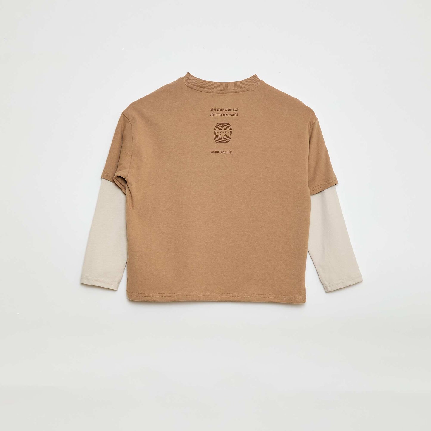 Camiseta efecto 2 en 1 de manga larga BEIGE