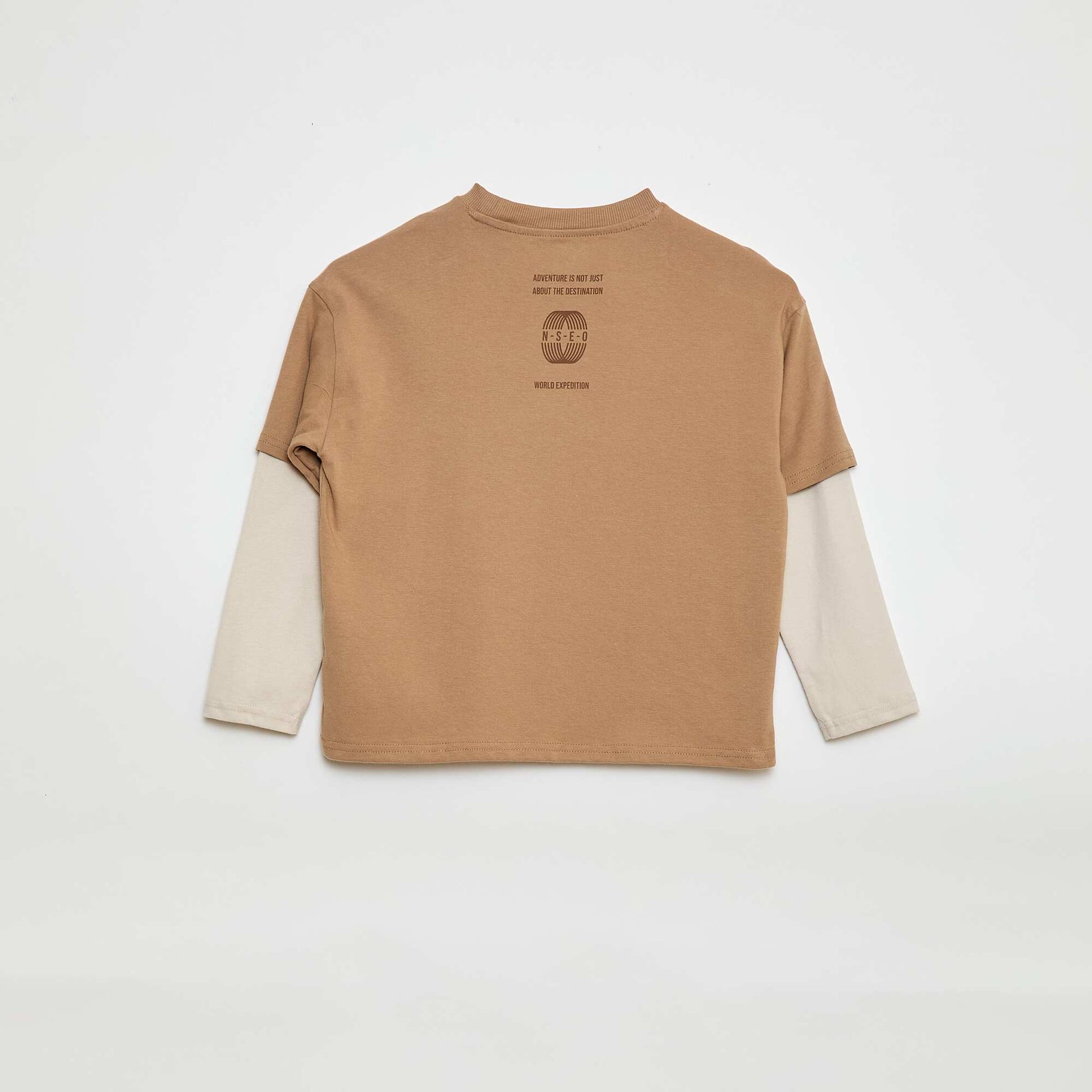 Camiseta efecto 2 en 1 de manga larga BEIGE