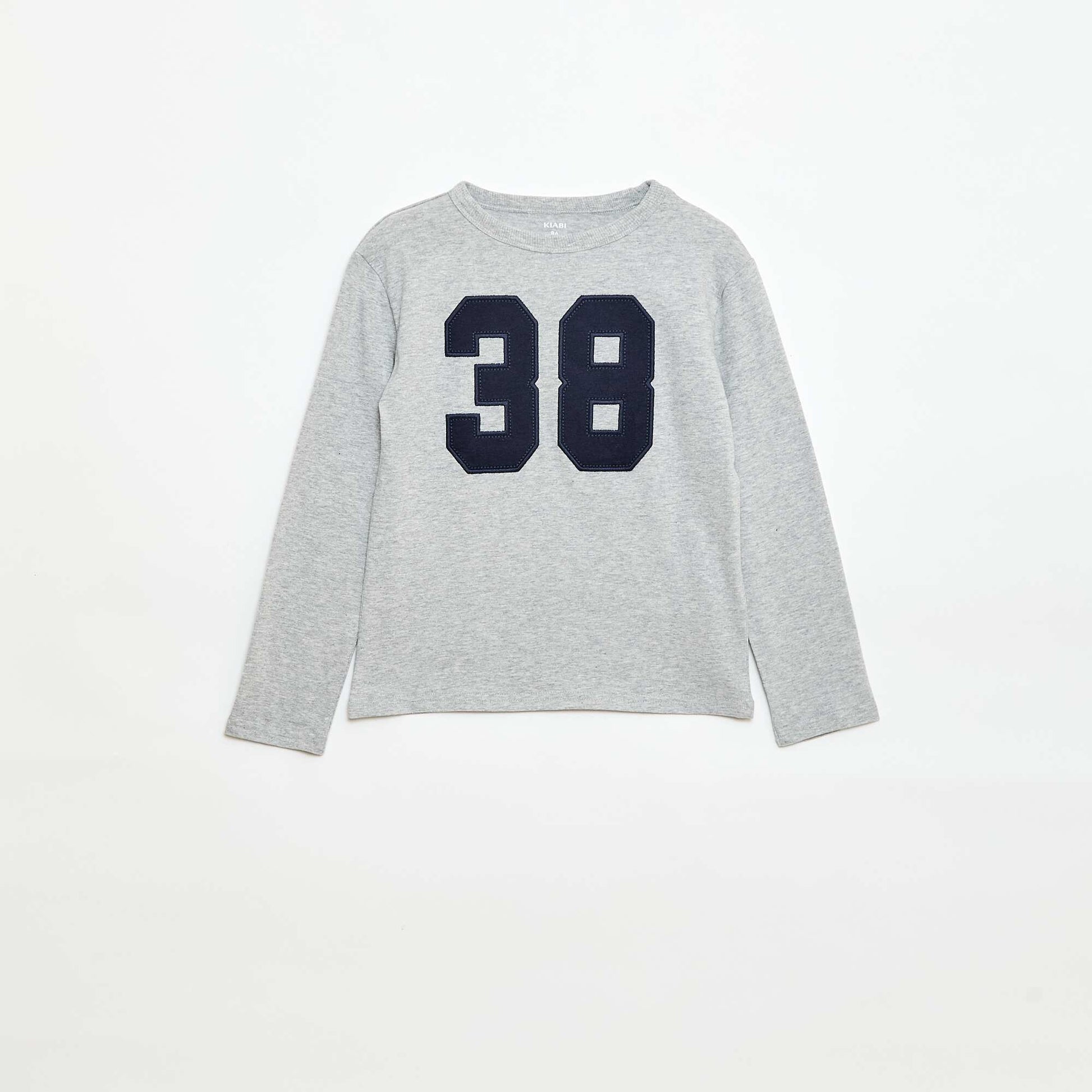 Camiseta estampada con diseño original de manga larga GRIS