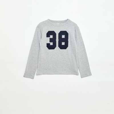 Camiseta estampada con diseño original de manga larga GRIS
