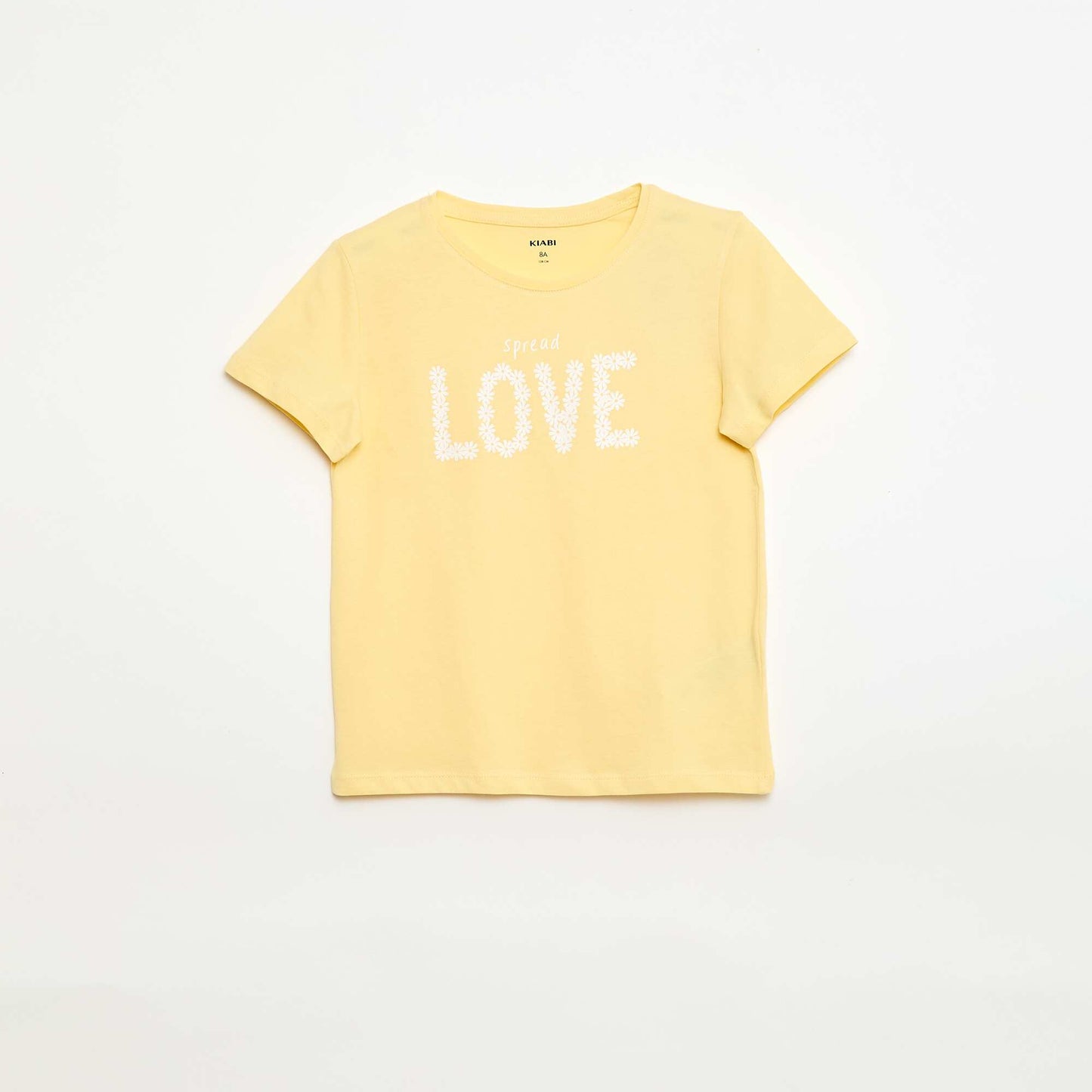Camiseta estampada con mensaje y manga corta AMARILLO