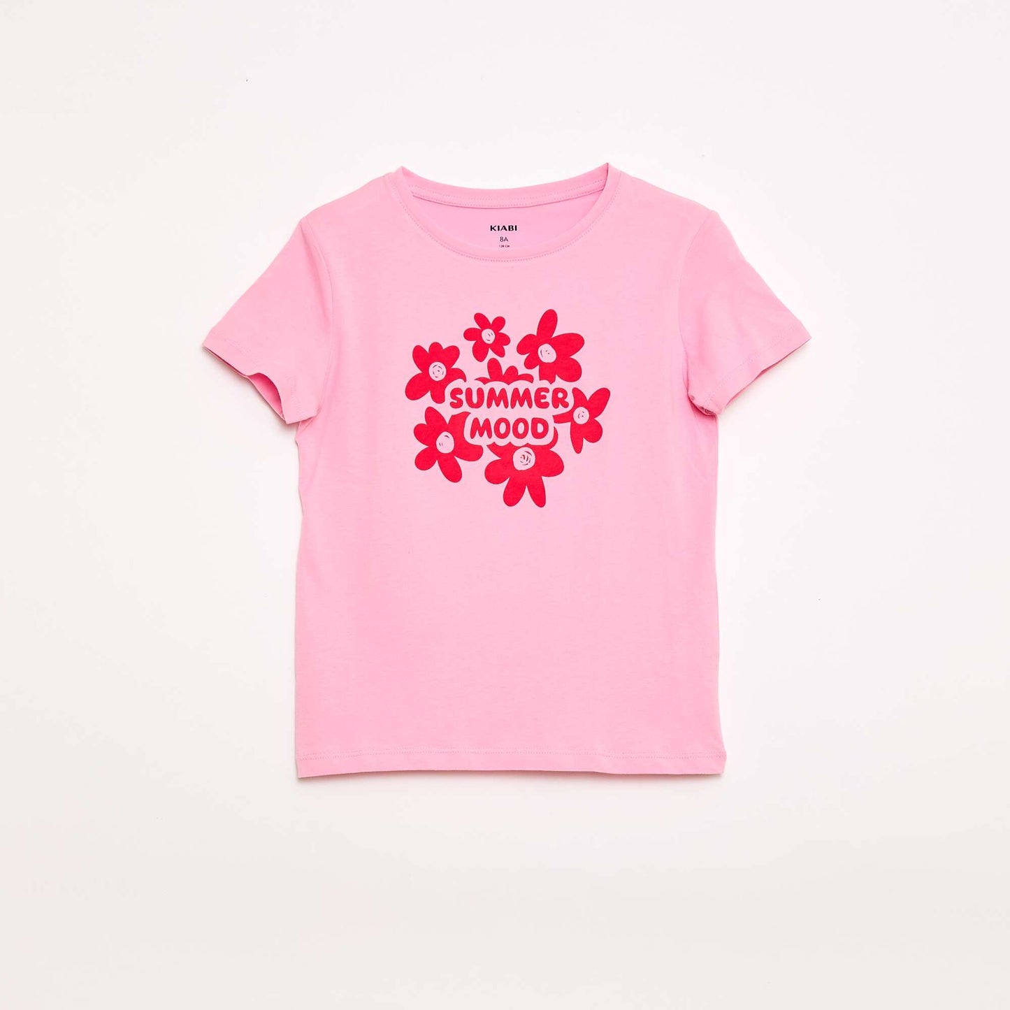 Camiseta estampada con mensaje y manga corta ROSA