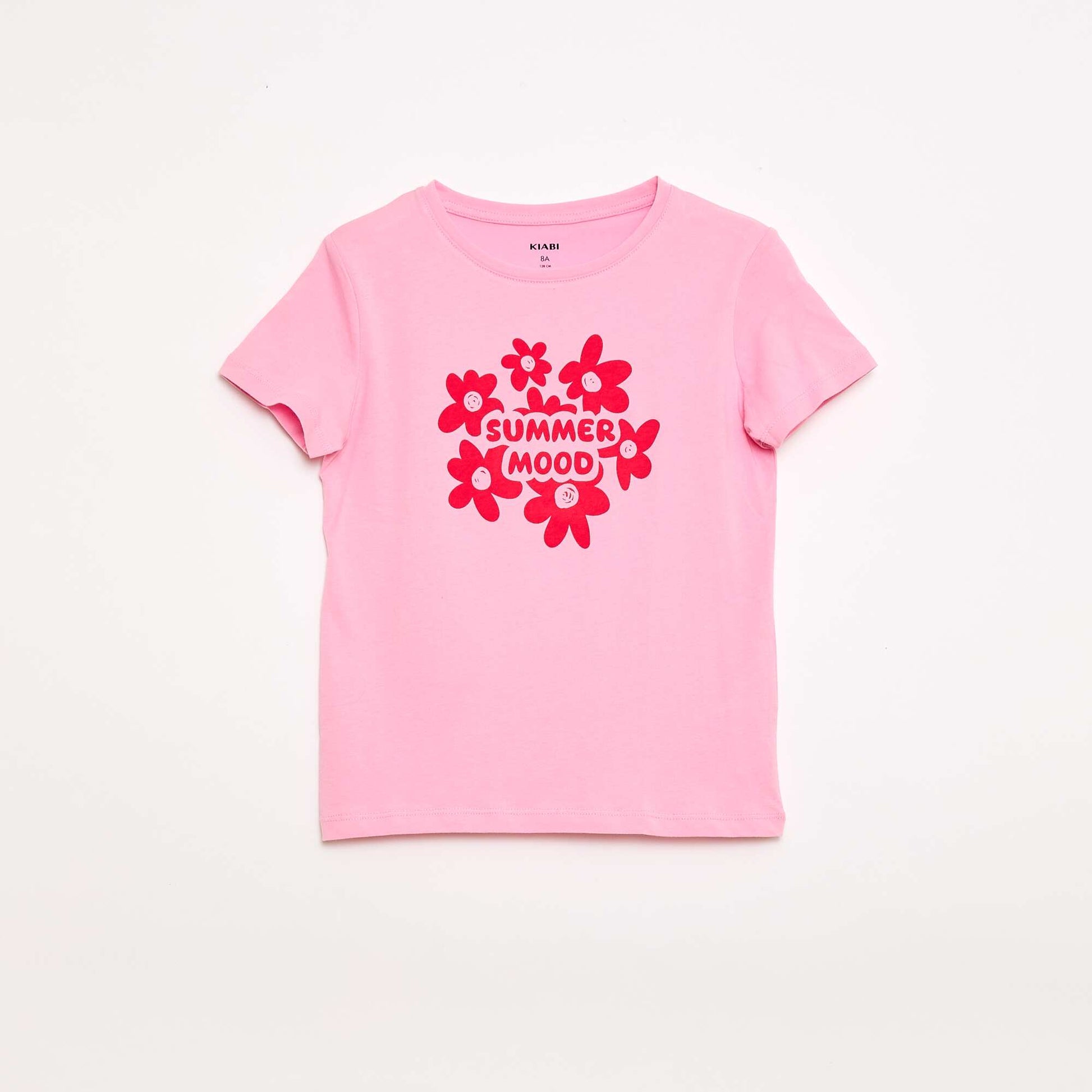 Camiseta estampada con mensaje y manga corta ROSA