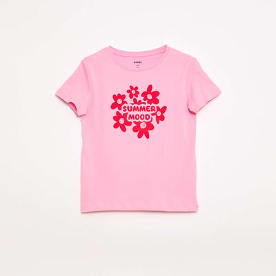 Camiseta estampada con mensaje y manga corta ROSA