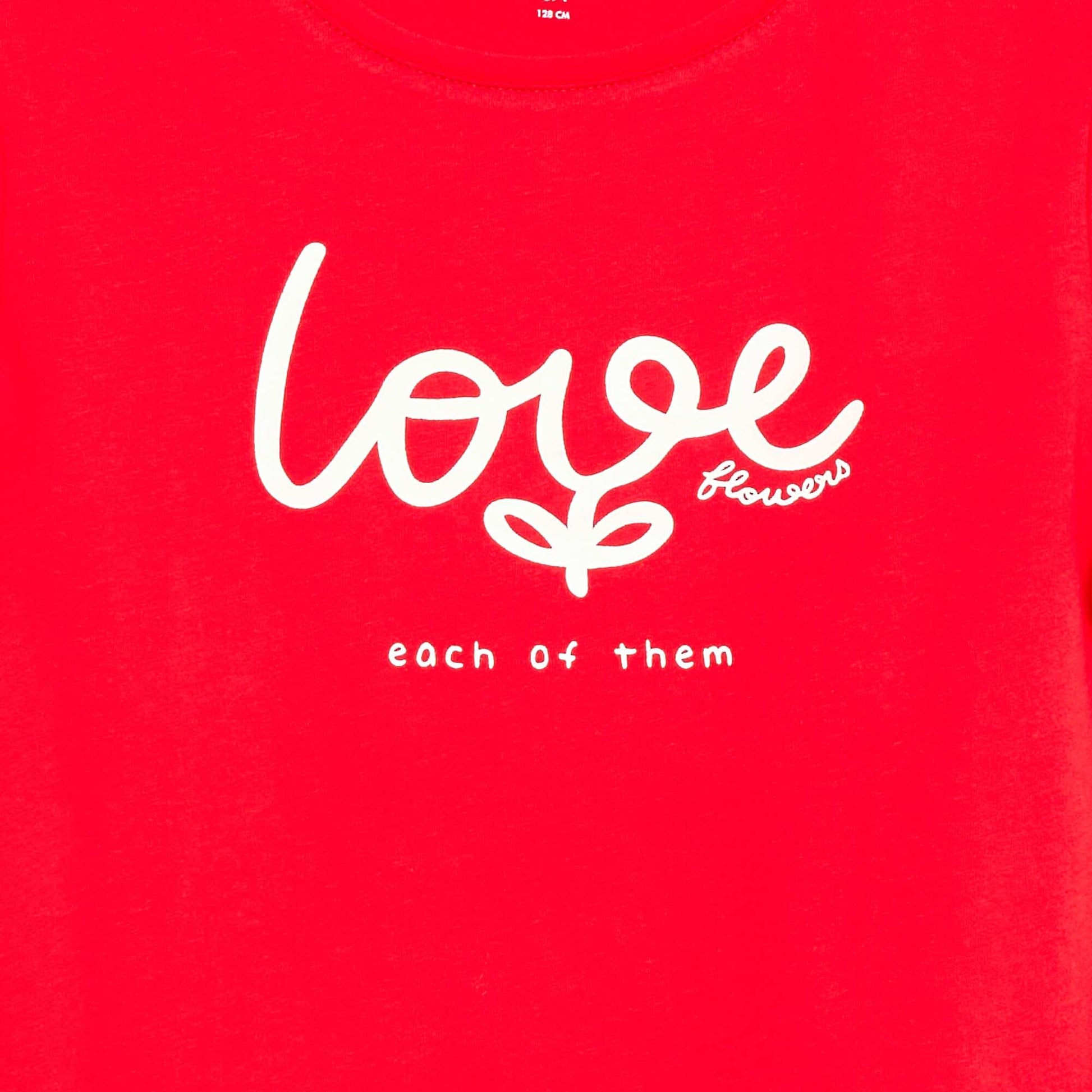 Camiseta estampada con mensaje y manga corta ROJO