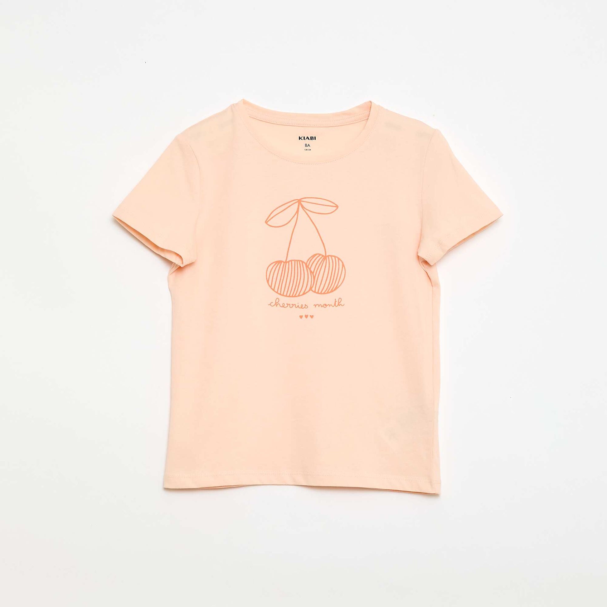 Camiseta estampada con mensaje y manga corta NARANJA