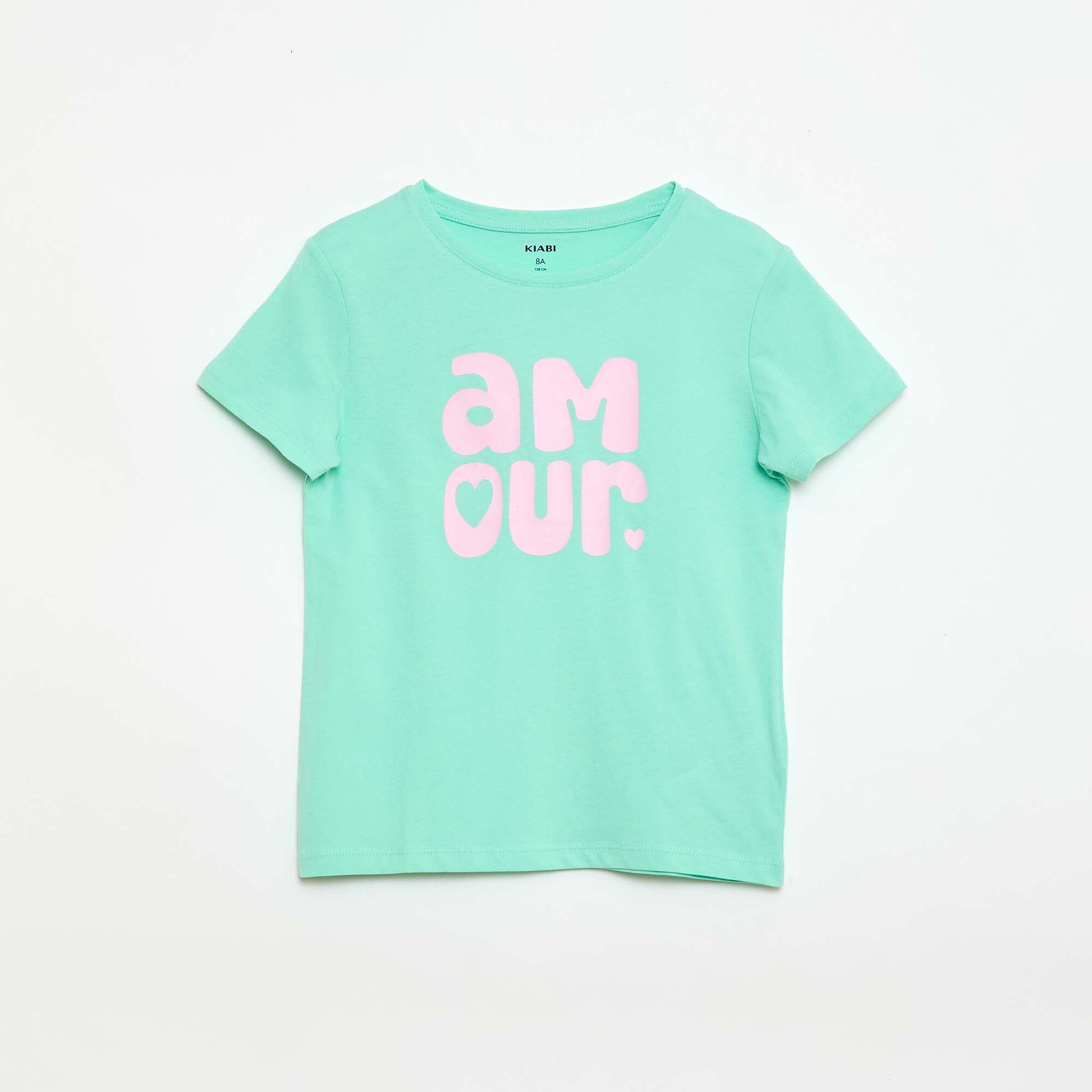Camiseta estampada con mensaje y manga corta VERDE