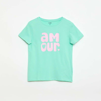 Camiseta estampada con mensaje y manga corta VERDE