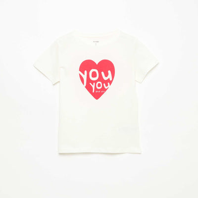 Camiseta estampada con mensaje y manga corta BLANCO