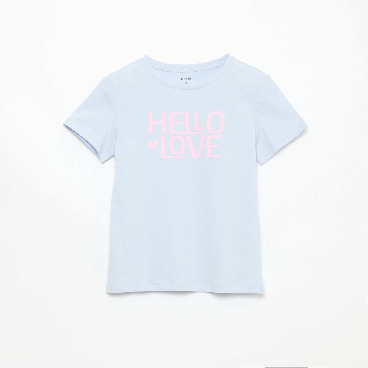 Camiseta estampada con mensaje y manga corta AZUL