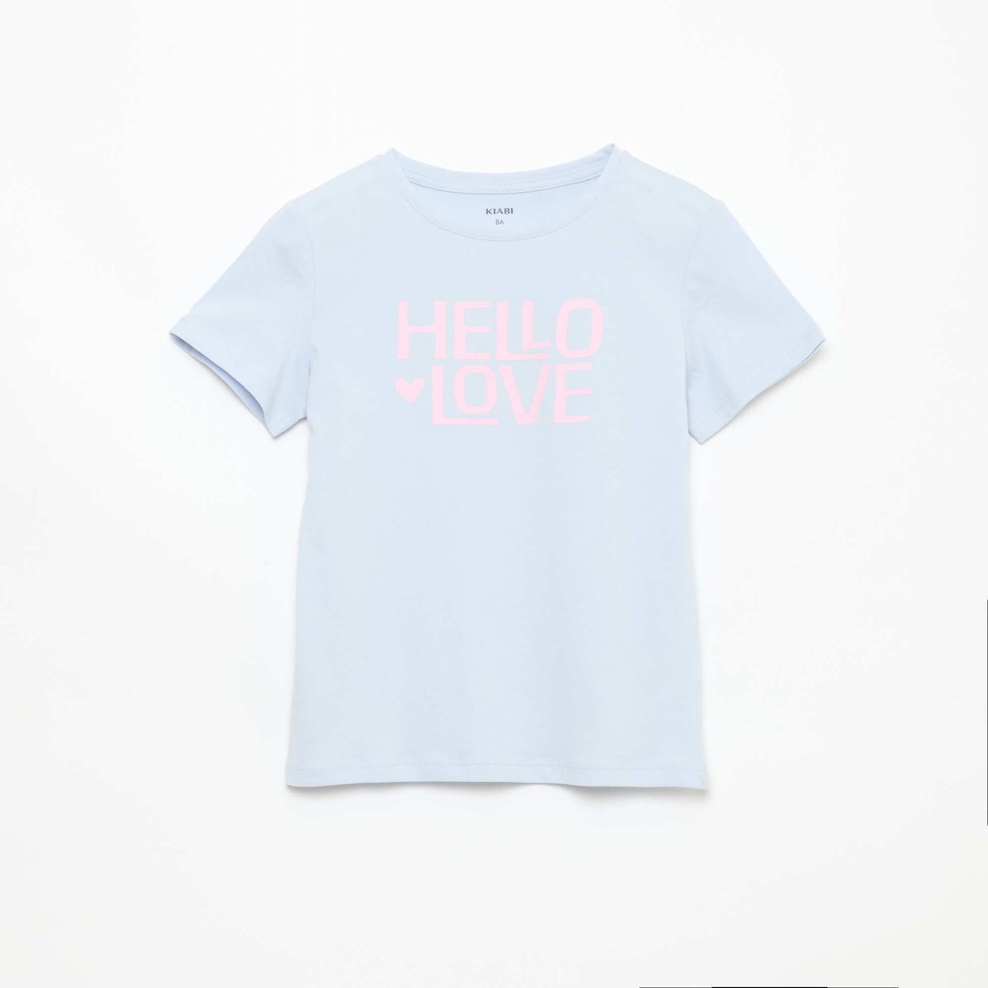 Camiseta estampada con mensaje y manga corta AZUL