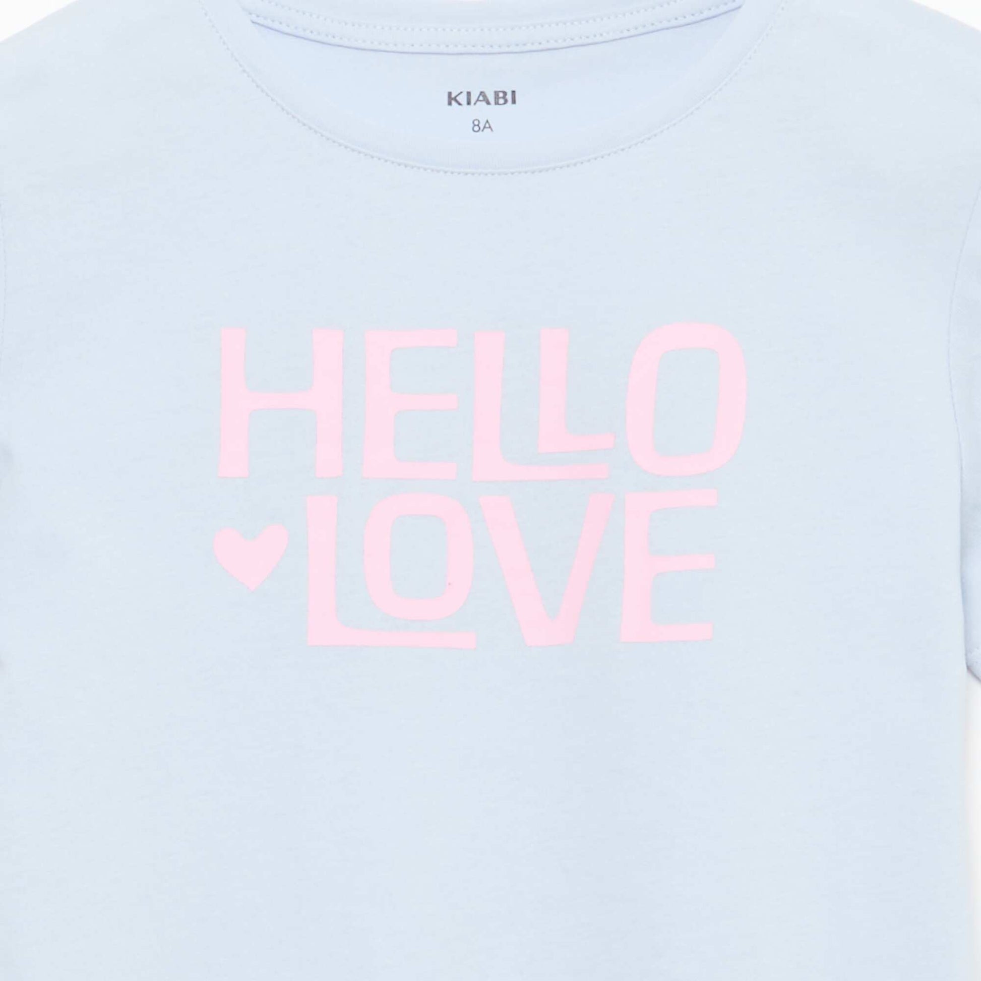 Camiseta estampada con mensaje y manga corta AZUL