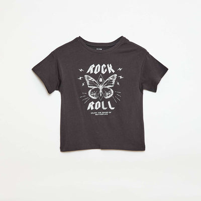 Camiseta estampada con fantasía NEGRO
