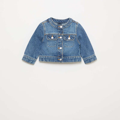Chaqueta vaquera de cuello redondo AZUL