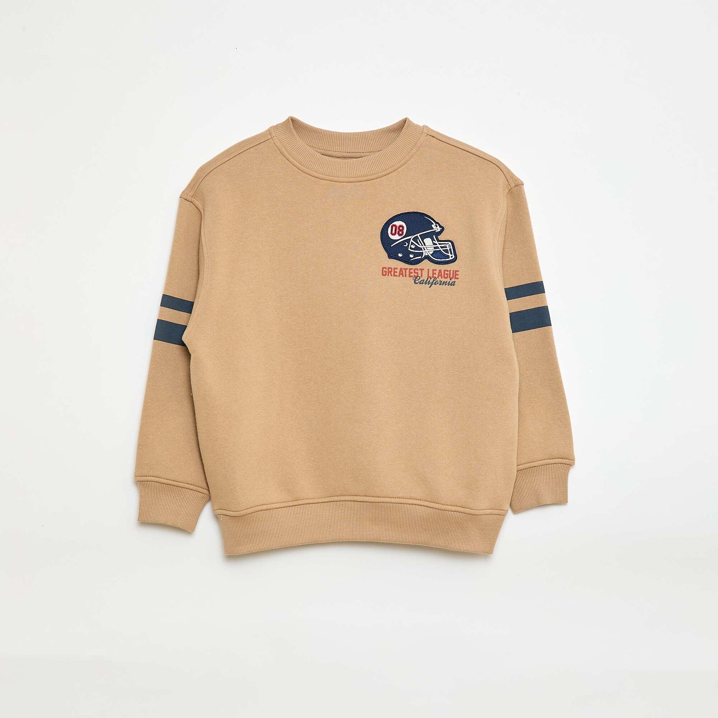 Buzo estampada en felpa perchada BEIGE