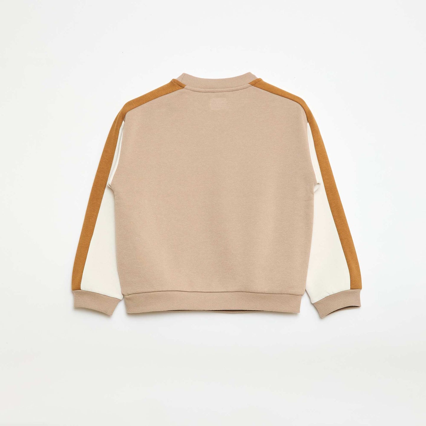 Buzo de cuello redondo con bloques de color BEIGE