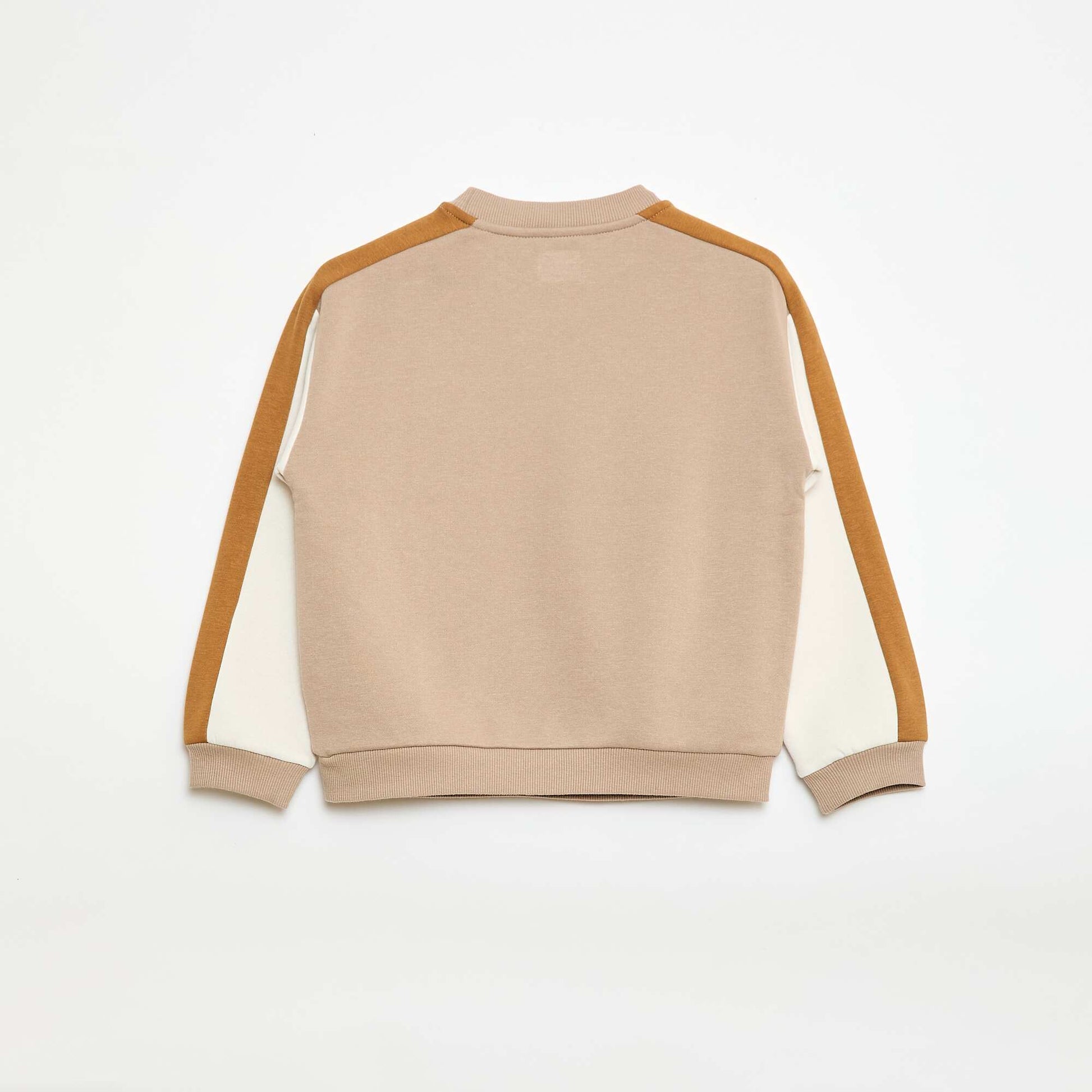 Buzo de cuello redondo con bloques de color BEIGE