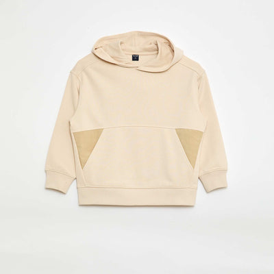 Buzo con capucha lisa con bolsillo canguro BEIGE