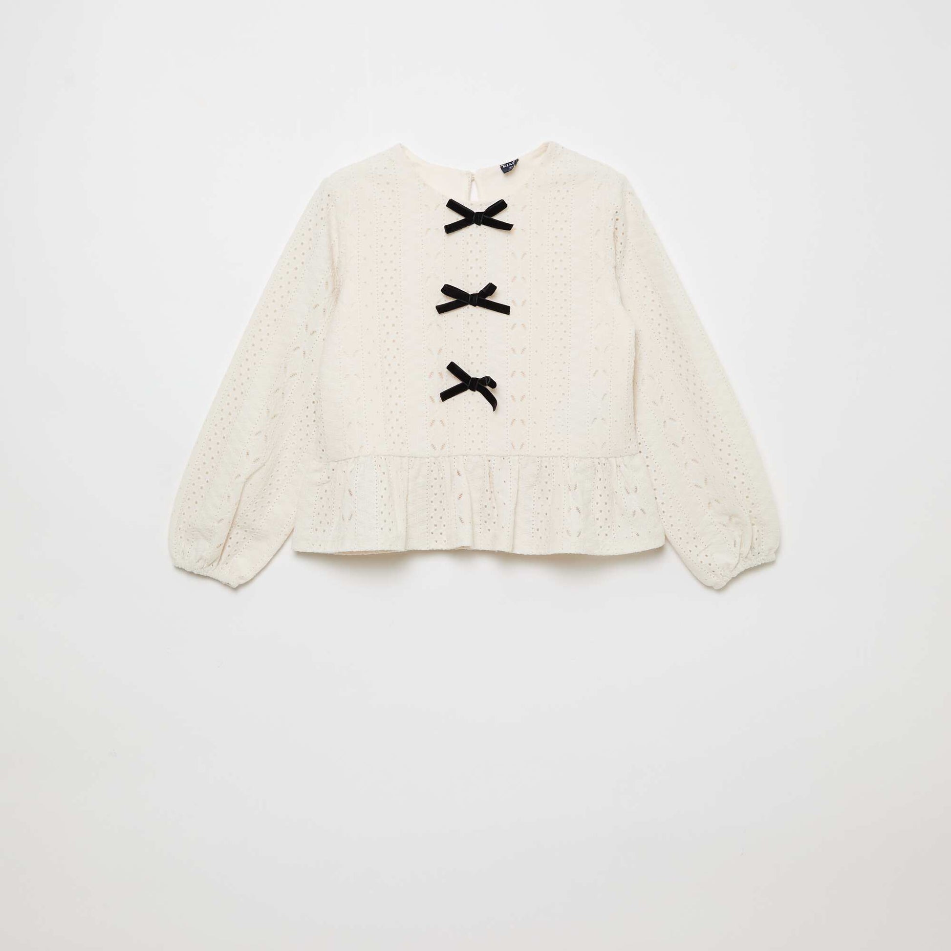 Top calado con nudos de fantasía BEIGE