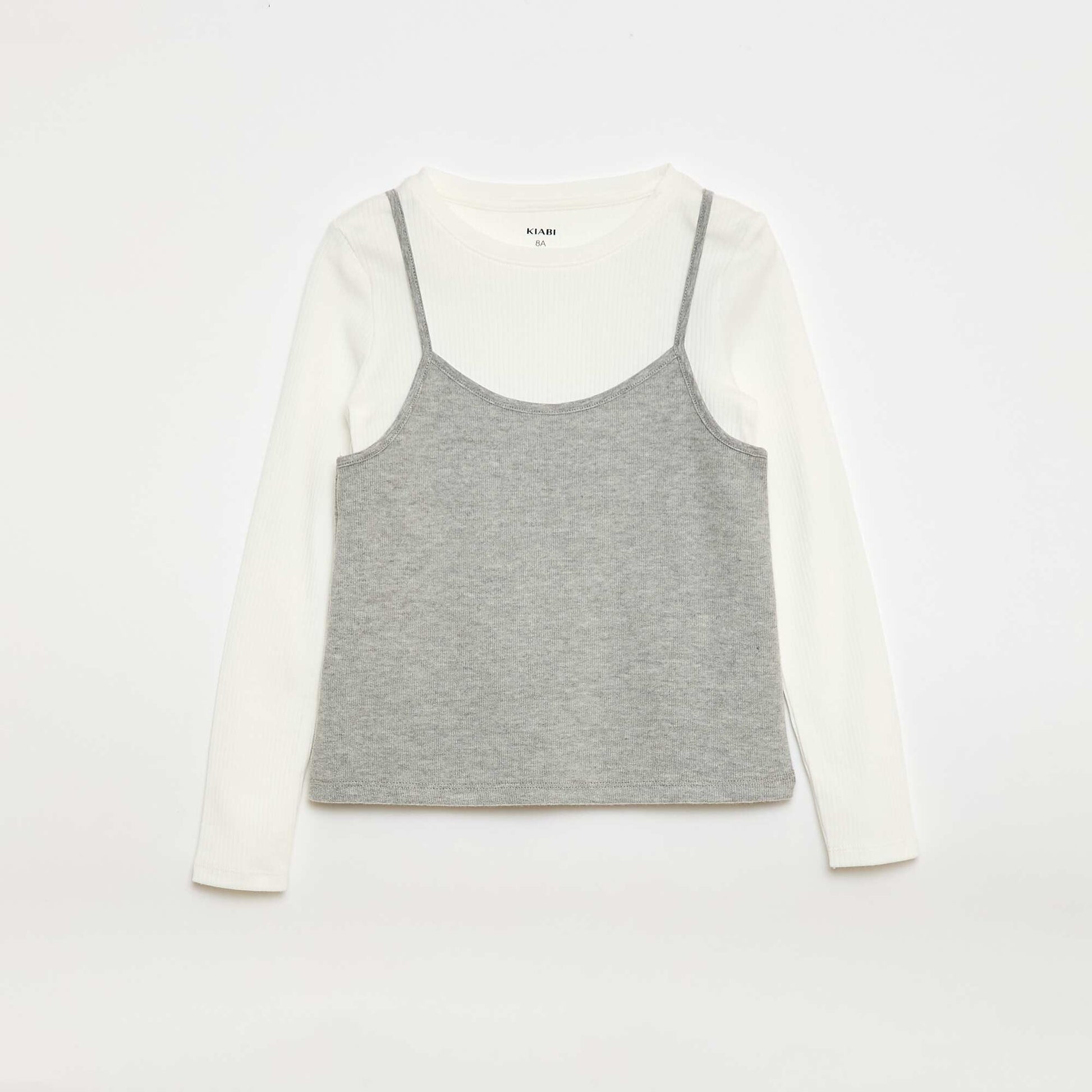 Camiseta efecto 2 en 1 con camiseta de tirantes BLANCO