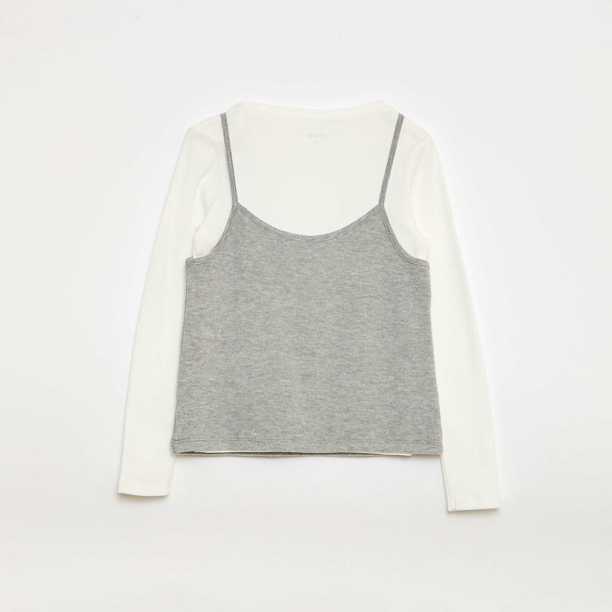 Camiseta efecto 2 en 1 con camiseta de tirantes BLANCO