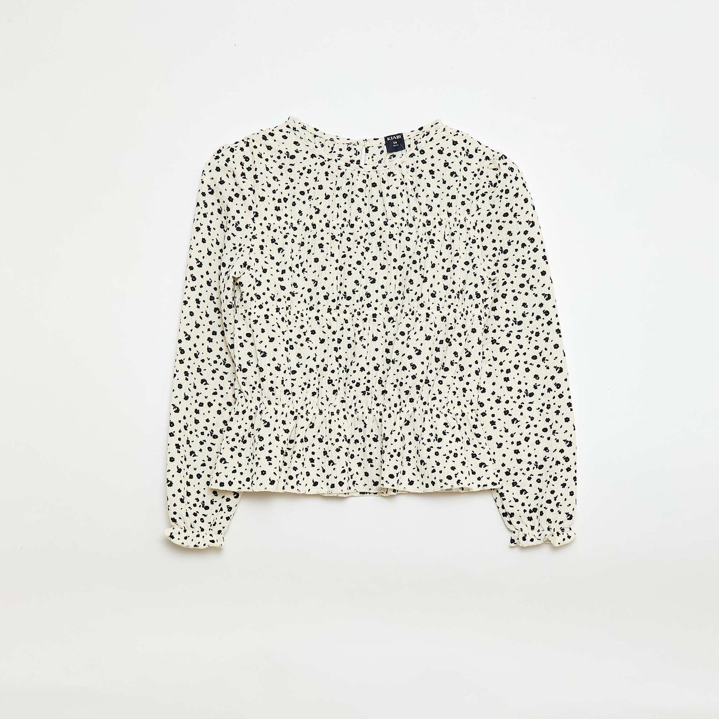 Blusa con estampado en punto crepé BLANCO