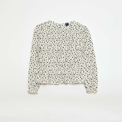Blusa con estampado en punto crepé BLANCO